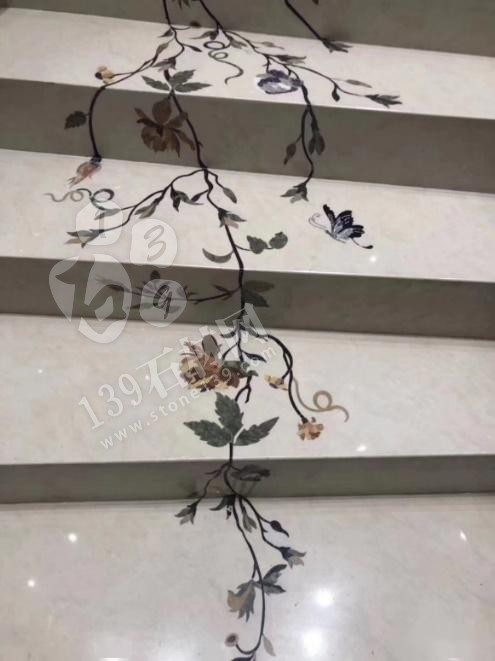 美呆了！大理石樓梯追紋（水刀拼花）效果制作工藝全流程介紹