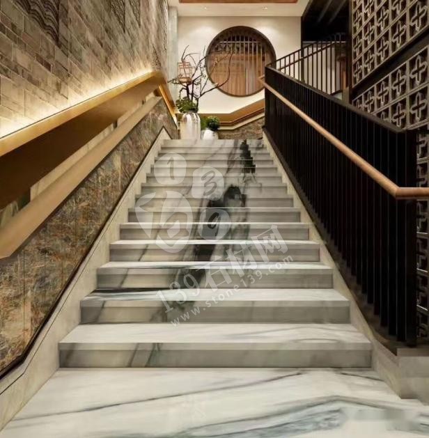 美呆了！大理石樓梯追紋（水刀拼花）效果制作工藝全流程介紹