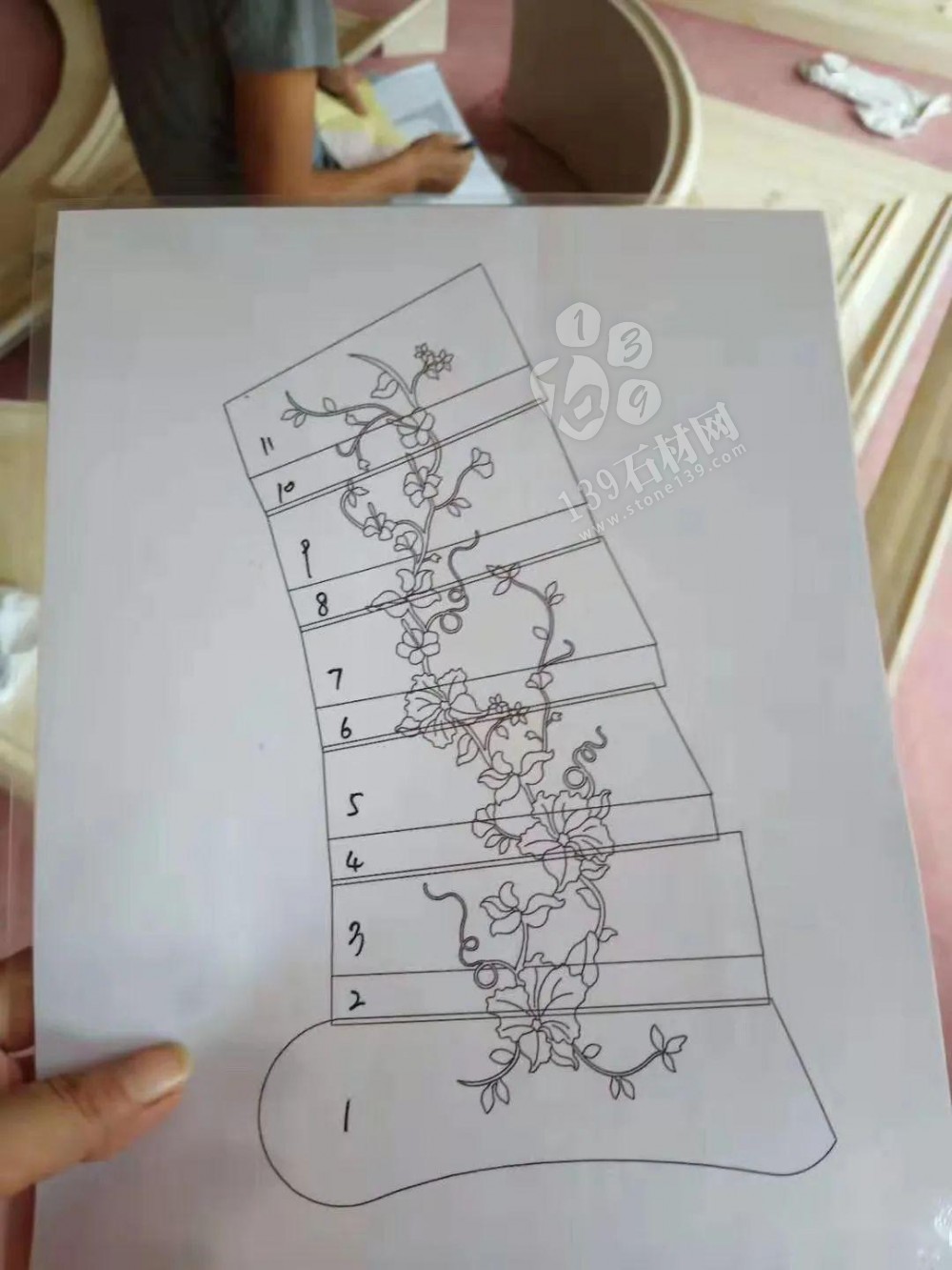 美呆了！大理石樓梯追紋（水刀拼花）效果制作工藝全流程介紹